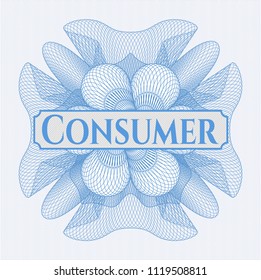 Light blue abstract linear rosette with text Consumer inside
