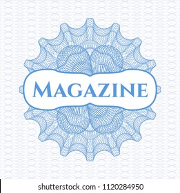 Light blue abstract linear rosette with text Magazine inside