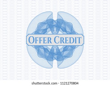 Light blue abstract linear rosette with text Offer Credit inside