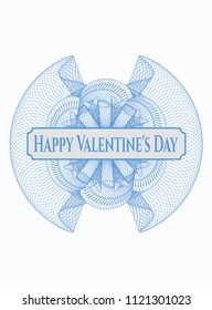 Light blue abstract linear rosette with text Happy Valentine's Day inside