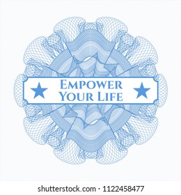 Light blue abstract linear rosette with text Empower Your Life inside