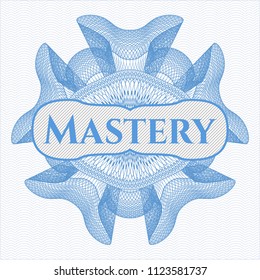 Light blue abstract linear rosette with text Mastery inside