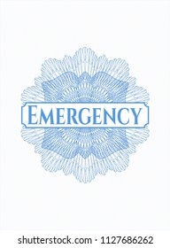 Light blue abstract linear rosette with text Emergency inside