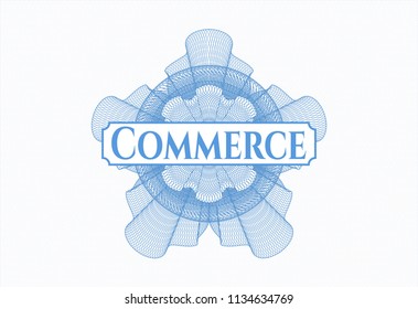 Light blue abstract linear rosette with text Commerce inside