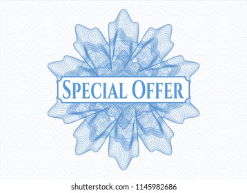 Light Blue Abstract Linear Rosette With Text Special Offer Inside