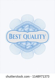 Light blue abstract linear rosette with text Best Quality inside