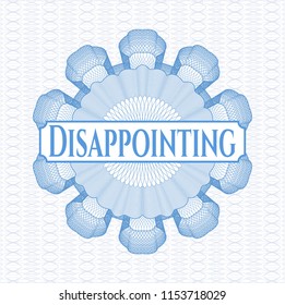 Light blue abstract linear rosette with text Disappointing inside