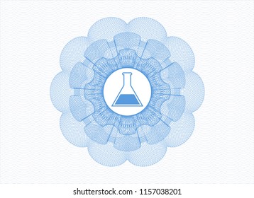 Light blue abstract linear rosette with test tube icon inside