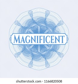 Light blue abstract linear rosette with text Magnificent inside