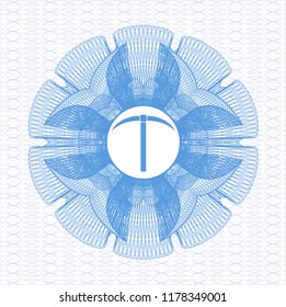 Light blue abstract linear rosette with pickaxe icon inside