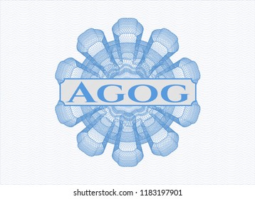 Light blue abstract linear rosette with text Agog inside