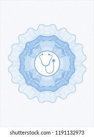Light blue abstract linear rosette with stethoscope icon inside