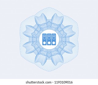 Light blue abstract linear rosette with three folders icon inside