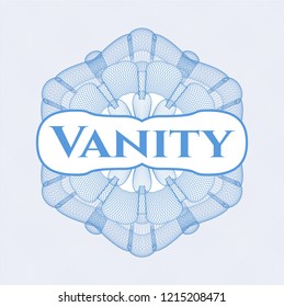 Light blue abstract linear rosette with text Vanity inside