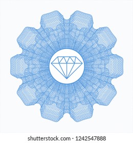 Light blue abstract linear rosette with diamond icon inside