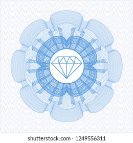 Light blue abstract linear rosette with diamond icon inside