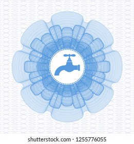 Light blue abstract linear rosette with tap icon inside