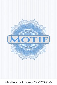 Light blue abstract linear rosette with text Motif inside