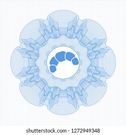 Light blue abstract linear rosette with croissant icon inside