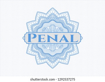 Light blue abstract linear rosette with text Penal inside