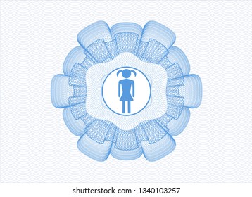Light blue abstract linear rosette with girl icon inside