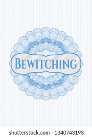 Light blue abstract linear rosette with text Bewitching inside