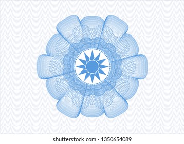 Light blue abstract linear rosette with sun icon inside