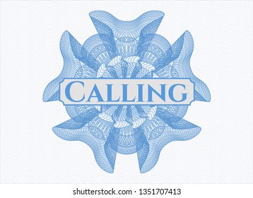 Light blue abstract linear rosette with text Calling inside