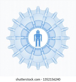 Light blue abstract linear rosette with robot icon inside