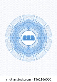 Light blue abstract linear rosette with couch icon inside