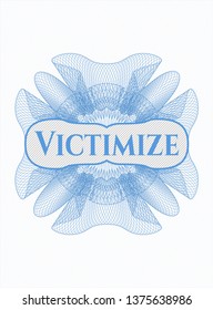Light blue abstract linear rosette with text Victimize inside
