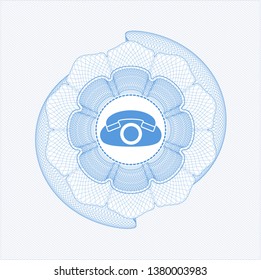 Light blue abstract linear rosette with phone icon inside