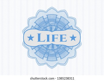 Light blue abstract linear rosette with text Life inside
