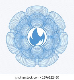 Light blue abstract linear rosette with fire icon inside