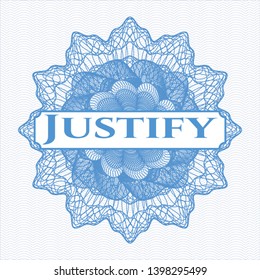 Light blue abstract linear rosette with text Justify inside
