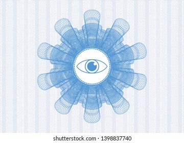 Light blue abstract linear rosette with eye icon inside