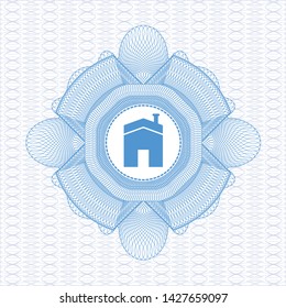 Light blue abstract linear rosette with house icon inside