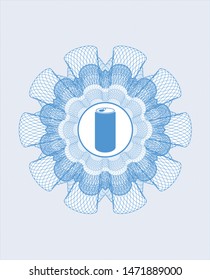 Light blue abstract linear rosette with soda can icon inside