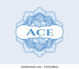 Light blue abstract linear rosette with text Ace inside