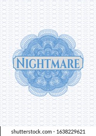 Light blue abstract linear rosette with text Nightmare inside