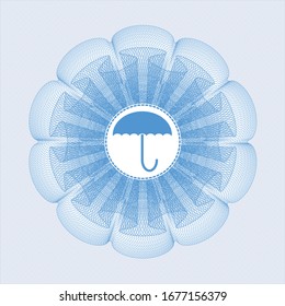 Light blue abstract linear rosette with umbrella icon inside