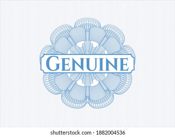 Light blue abstract linear rosette with text Genuine inside