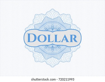 Light blue abstract linear rosette with text Dollar inside