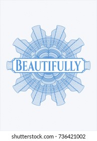Light blue abstract linear rosette with text Beautifully inside