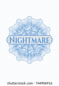 Light blue abstract linear rosette with text Nightmare inside