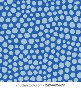 Light Blue abstract polka dot seamless repeat pattern. Indigo round geometric shapes aop, all over surface print.