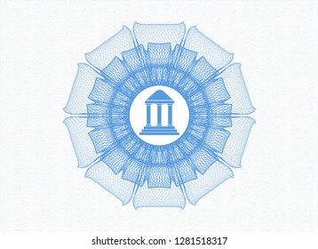 Light blue abstract rosette with bank icon inside