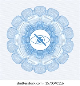 Light blue abstract rosette with blind icon inside