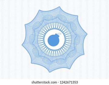 Light blue abstract rosette with bomb icon inside
