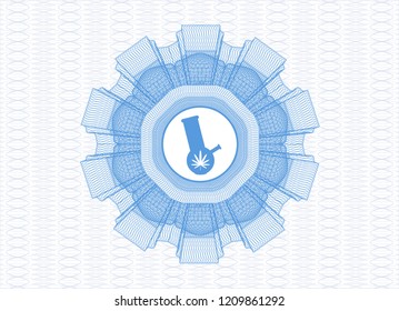 Light blue abstract rosette with bong of marijuana icon inside